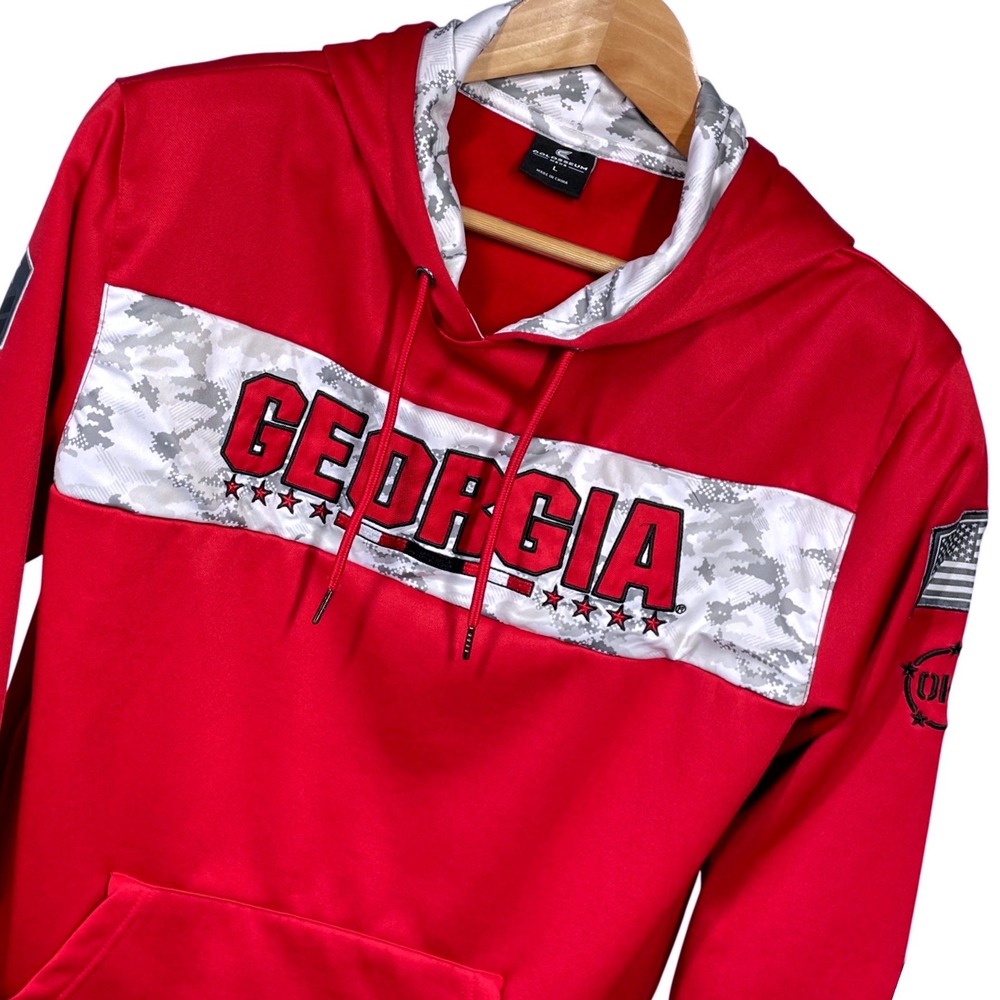 Colosseum Georgia Bulldogs Hoodie Men L Red Camo OHT Military Appreciation Dawgs